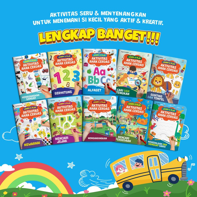 (10 BUKU) Learn & Play : Aktivitas Anak Cerdas - Buku Aktivitas Anak Busy Books - Ziyad Book