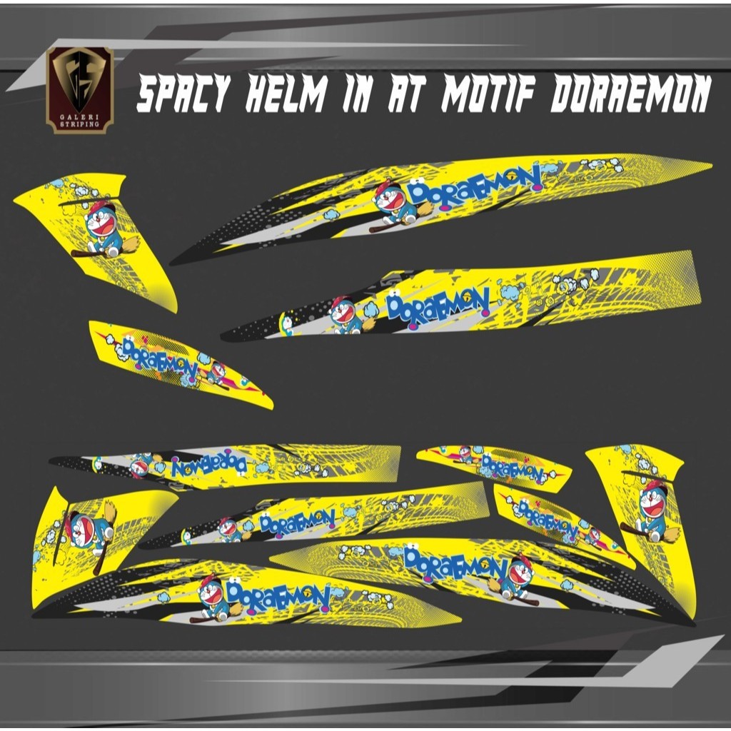 STIKER STRIPING HONDA SPACY HELM IN MOTIF DORAEMON