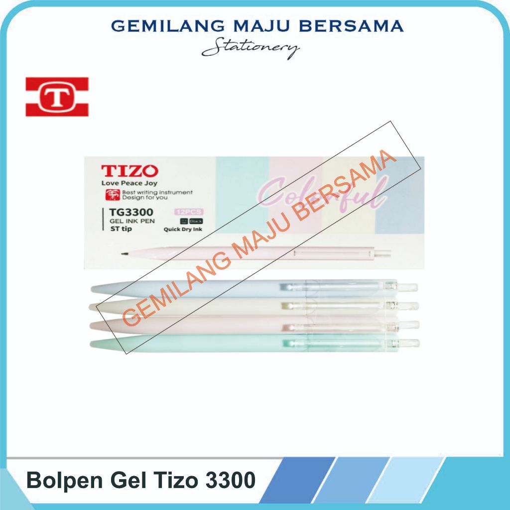 

Bolpen Gel Pen Jel Tizo 3300 Smooth Writing (Harga Per 1 Lusin = 12 Pc)