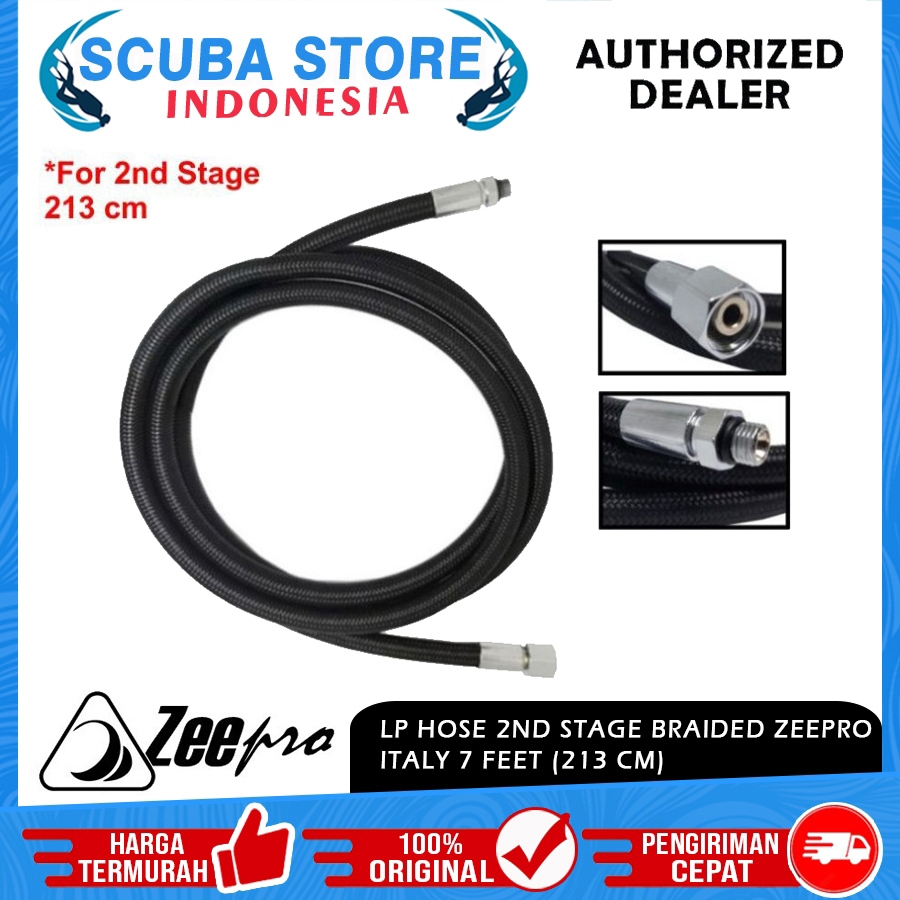 Low Pressure Lp Hose 2nd Stage Braided Zeepro Italy 7 feet 213cm Selang Miflex Regulator Octopus Scu