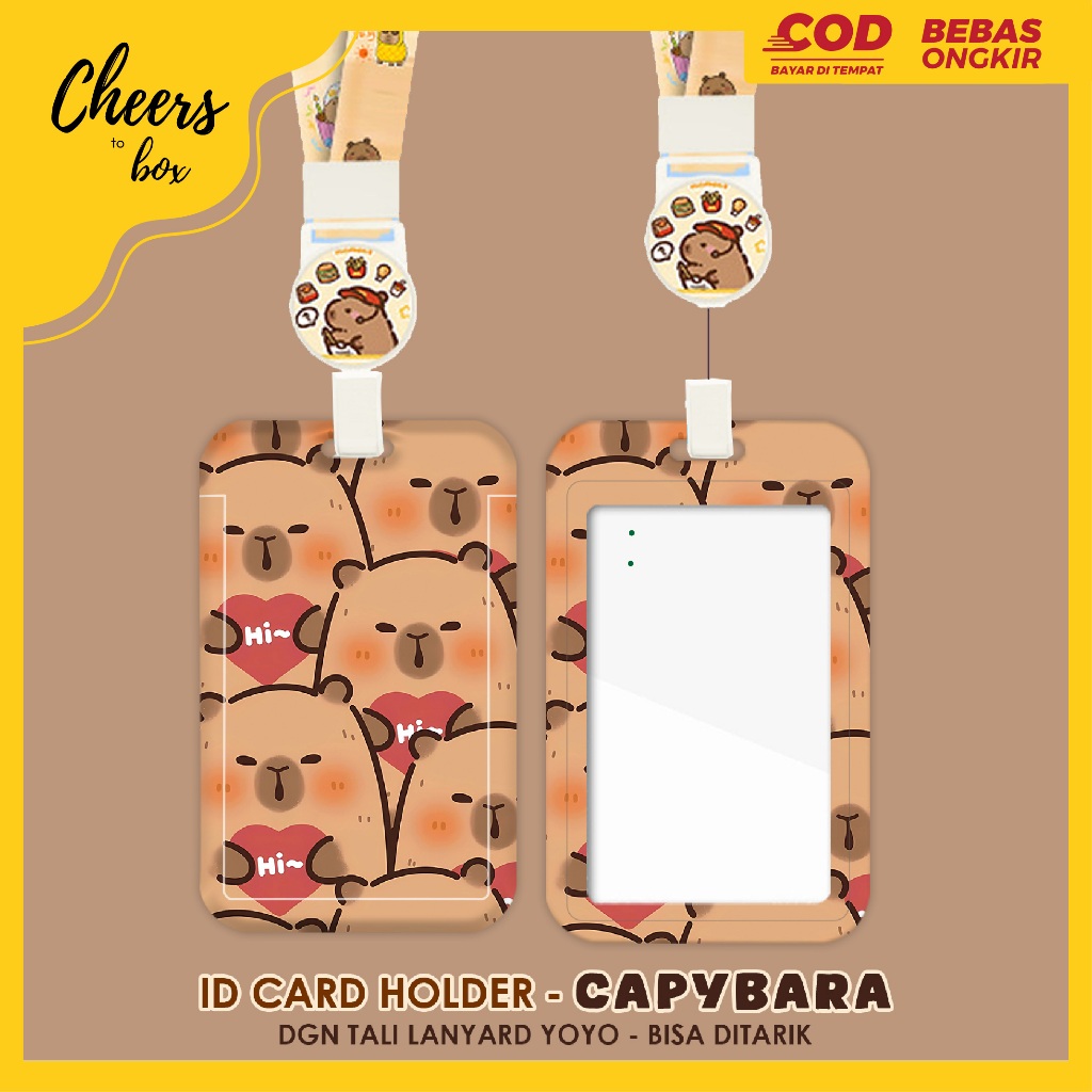 

(N017) ID Card Holder Tali Yoyo Capybara / Nametag / Card Holder Tali Bisa Ditarik