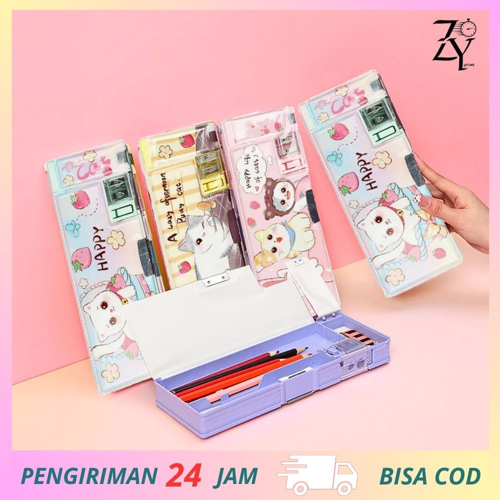 

THE TIME-Kotak Pensil Magnet SQUISHY Desain 3D bantuan kartun kucing lucu/Tempat pensil multifungsi