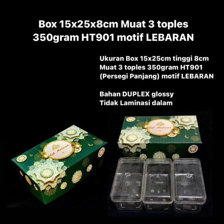 

3 Pcs Box Lebaran Lentera Hijau Muda Dus Hampers Idul Fitri Ukuran 15x25x8cm