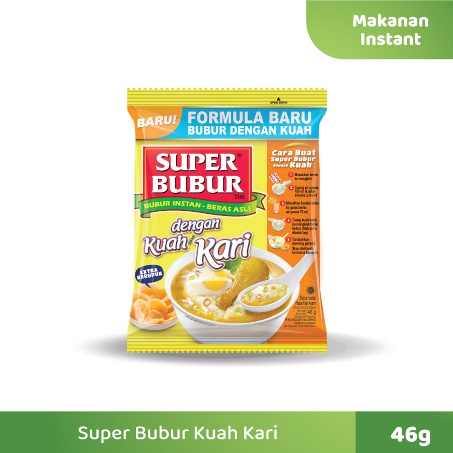 

Super Bubur Kuah Kari Instan 46 Gram [1 Renceng = 5 Sachet]