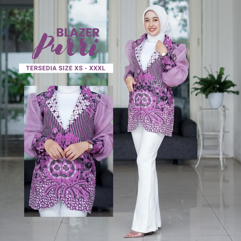 Blazer Wanita Kerja Modern - Motif PURRI
