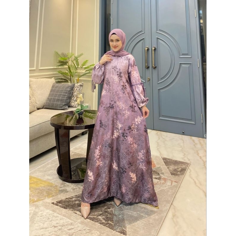 Gamis Malaysia Armanisilk motif mix polos ori By Edness Kayla