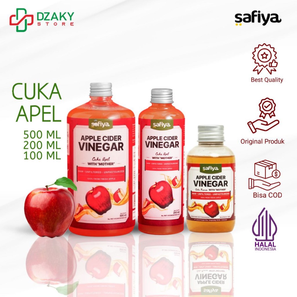 

Safiya Cuka Apel 100ML 250ML 500 ML Apple Cider Vinegar With Mother 100% Asli