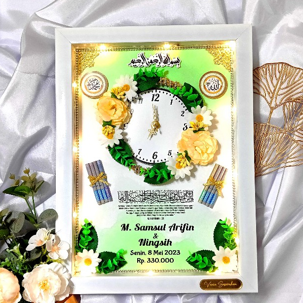 Frame mahar Pernikahan Jam / Mahar Islami / Mahar Murah