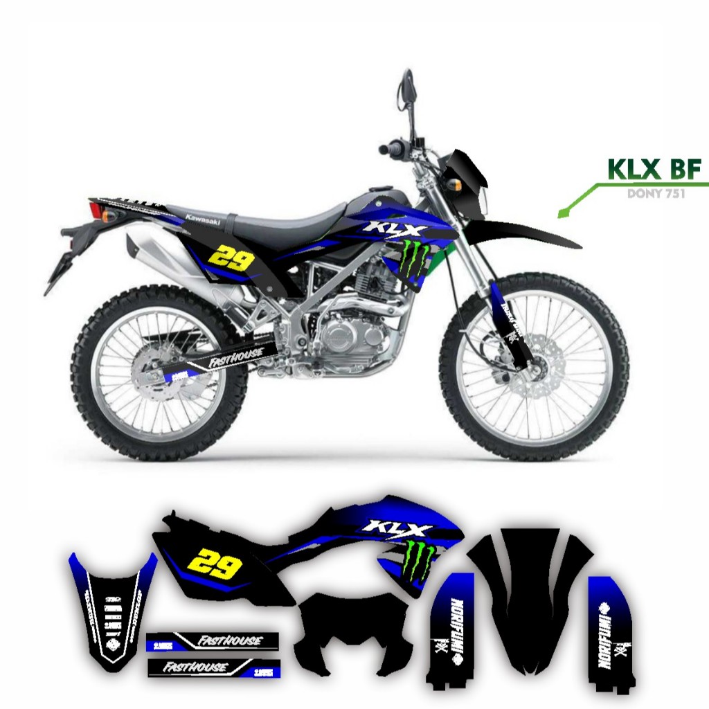 Decal Klx bf 150 Biru Hitam Supermoto