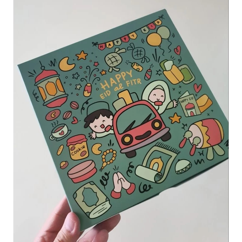 

( 10 Pcs ) Kardus Eggtart Lebaran Sekat 9 Design Happy Eid Box Pie Susu Ukuran 22x22x4 cm Free Tag Idul Fitri