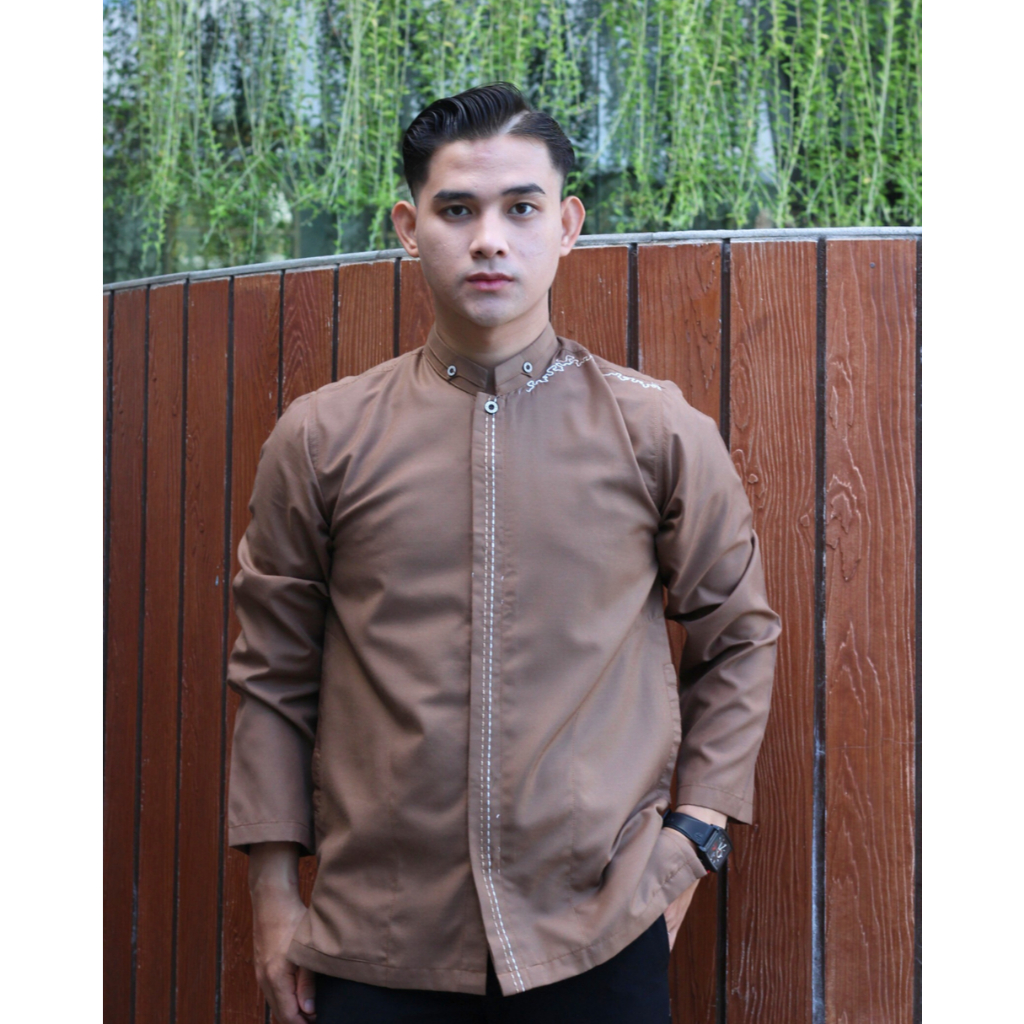 Salman - Kemeja Baju Koko Oblong Premium Pria Dewasa Bordir Lengan Panjang - Koko Ibrahim ARY 25