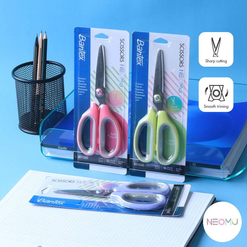 

[Stationery Spectrum] Bantex Gunting / Office Scissor Pegangan Simetris Tajam Tahan Karat Warna Warni Pastel