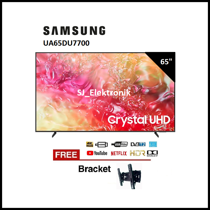 Braket + Samsung 65DU7700 - LED TV 65 Inch UA65DU7700 Crystal UHD DU7700 4K Smart TV