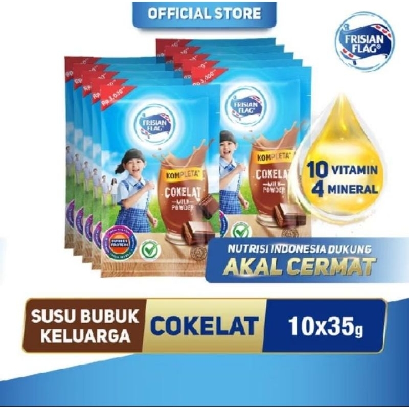 

Frisian Flag Susu Bubuk Cokelat & Vanila 10 sachet × 35 gram