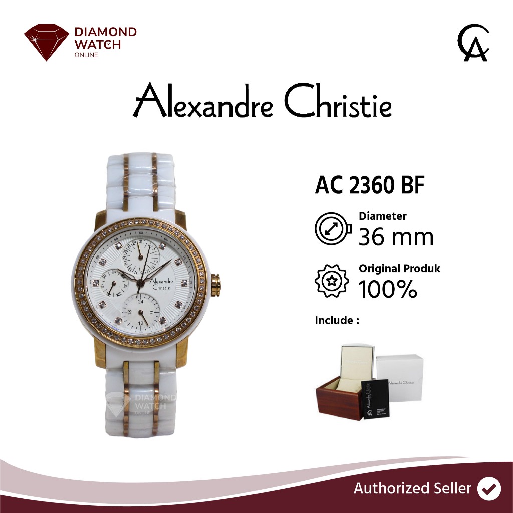 Alexandre Christie AC 2360 BF 36mm / 11mm Dial White Ceramic Strap