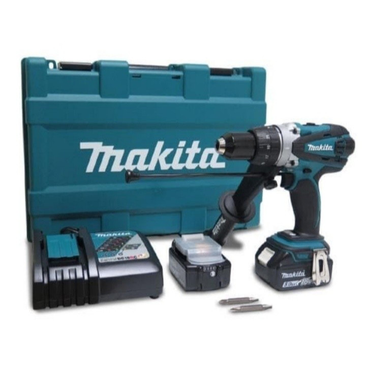 Mesin Bor Besi Tembok Makita DHP 458 RTE / Cordless Hammer Impact Drill 18V DHP458RTE