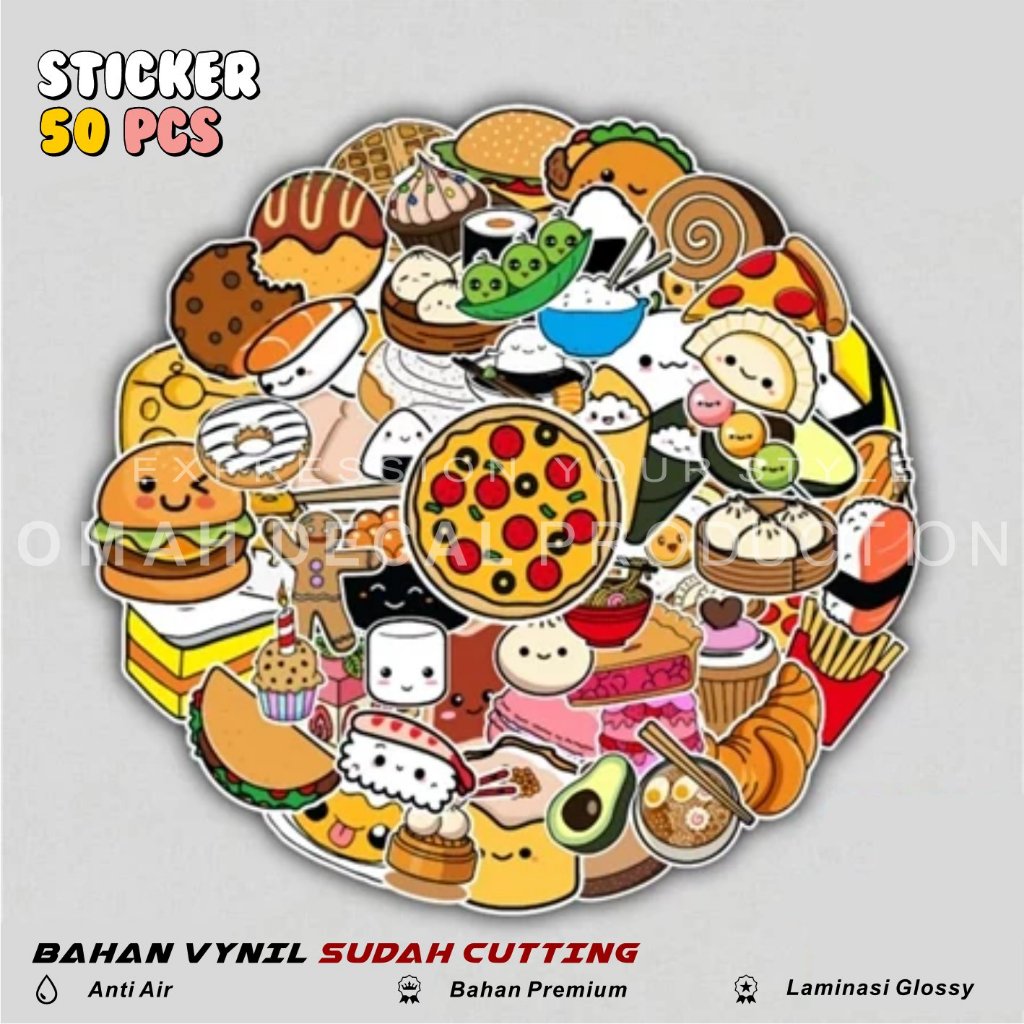 STICKER PACK MAKANAN LUCU WATERPROOF STIKER AESTHETIC UNTUK LAPTOP CASE HP HELM STICKER CASE