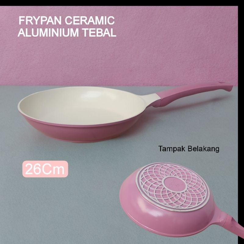 Wajan Penggorengan Keramik Anti Lengket 26cm Warna Pink