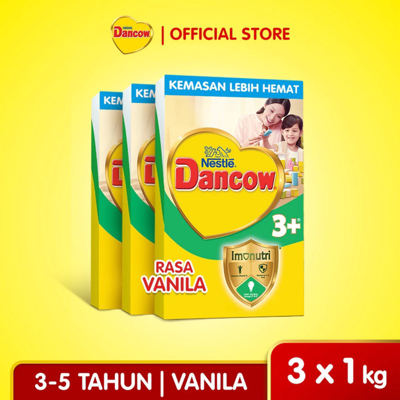 

Dancow 3+ Vanila 1kg (Usia 3-5tahun) Susu Formula Pertumbuhan Anak usia 3 sampai 5 tahun x 3 Box