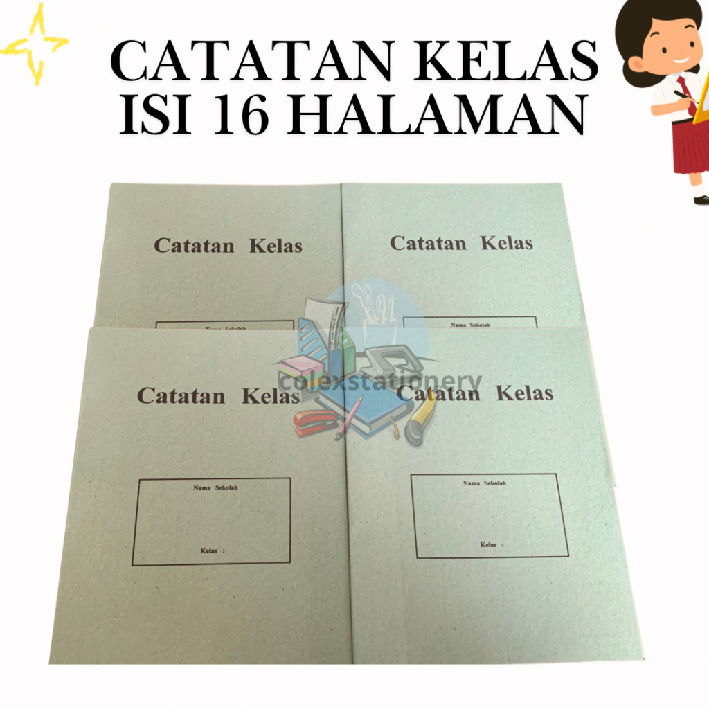 

[1 PC] Buku Catatan Kelas / Buku Catatan Kelas Warna Ukuran Quarto 16cm x 21cm Isi 16 Halaman