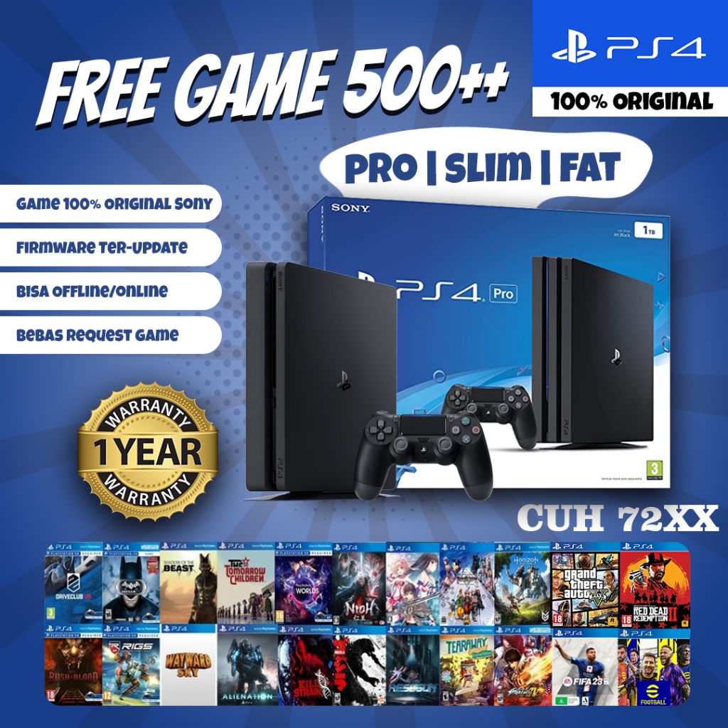 PS4 Pro 500GB/1TB ORIGINAL SERI 72 PlayStation 4 - Full Game Garansi 1 Tahun
