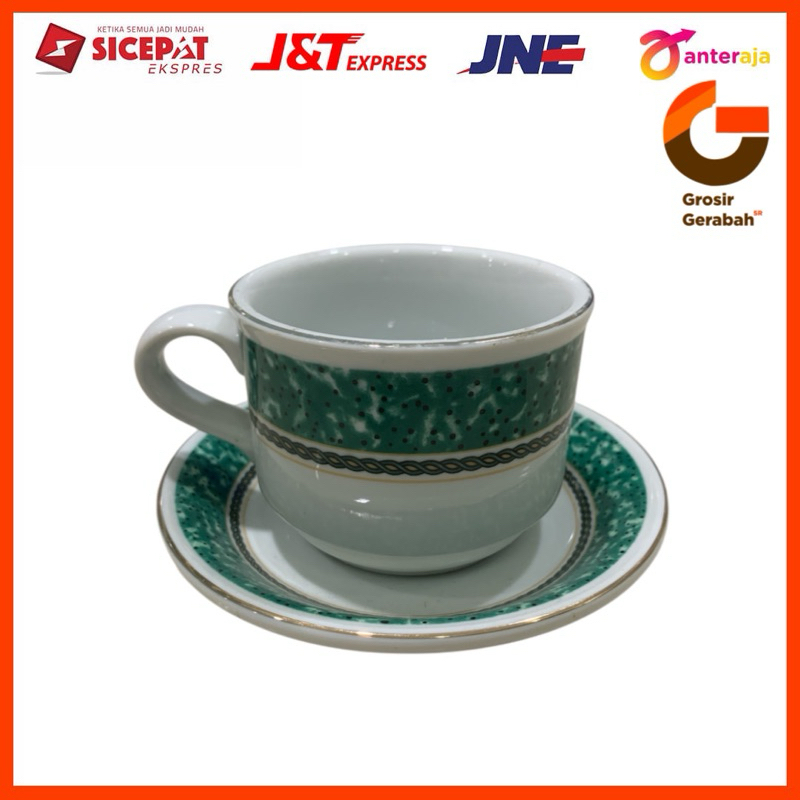 SANGO cangkir lepek keramik set 6 c395 pantheon green 3558