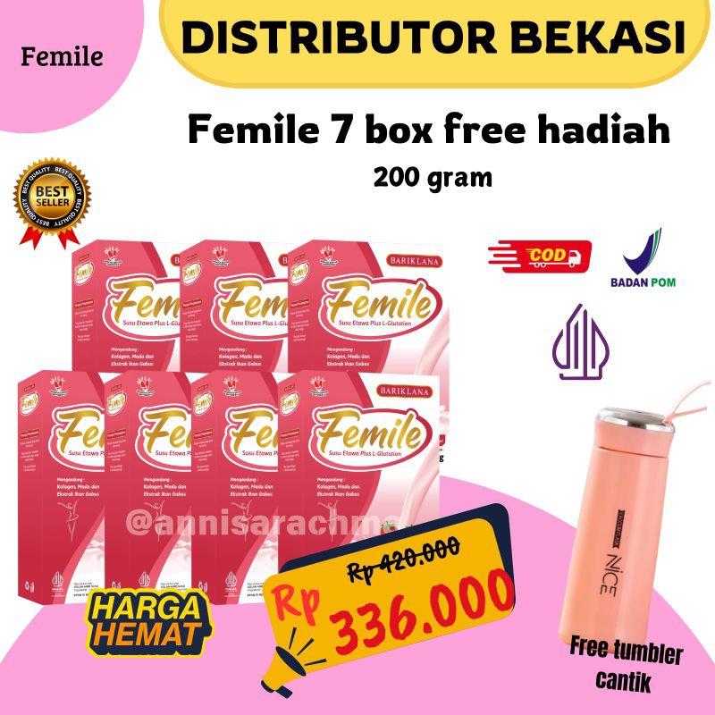 

[BISA COD + FREE TUMBLER] PAKET SUSU FEMILE 7 BOX KEMASAN 200GR | CANTIK DARI DALAM | MENGANDUNG KOLLAGEN DAN L-GLUTHATIONE