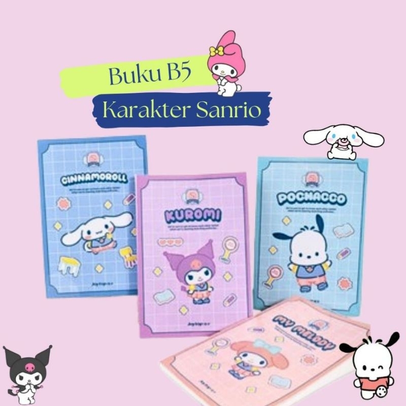 

NAMACI Buku tulis B5 karakter sanrio / Buku tulis sekolah anak melody pochacco kuromi cinnamonroll / Buku tulis bergaris
