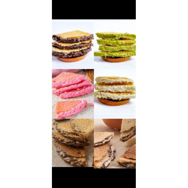 

kue semprong/kuespit/kuesapik/allvarianrasa/cokelat/tiramisu/matcha/strawberry