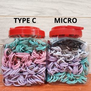 Kabel Data Micro & Type C 1 Toples 50 Pcs Cable Data Charge Toples Warna warni Panjang 1M Murah Awet