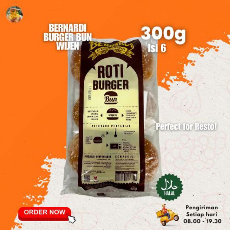 

BERNARDI ROTI BURGER BUN WIJEN ISI 6 Premium Sesame Bread Buns 300g