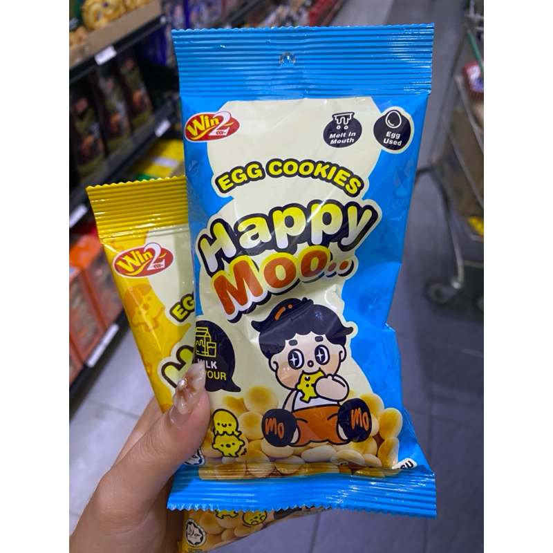 

win2 egg cookies happy moo / roti telur