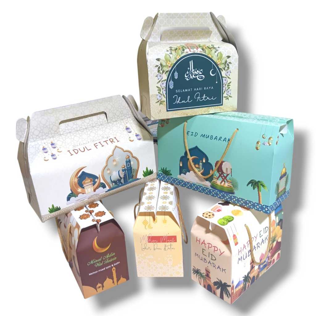 

[ ISI 5 DAN 10 PCS ] / KOTAK HAMPERS LEBARAN IDUL FITRI / GABLE BOX LEBARAN AESTHETIC / BOX HAMPERS / PAPER BAG LEBARAN
