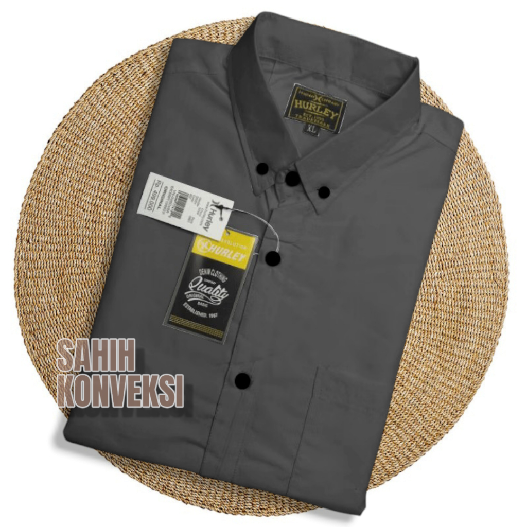 kemeja polos pria Warna ABU ABU TUA | kemeja pria lengan pendek Dewasa | kemeja jumbo bigsize M-XXXL