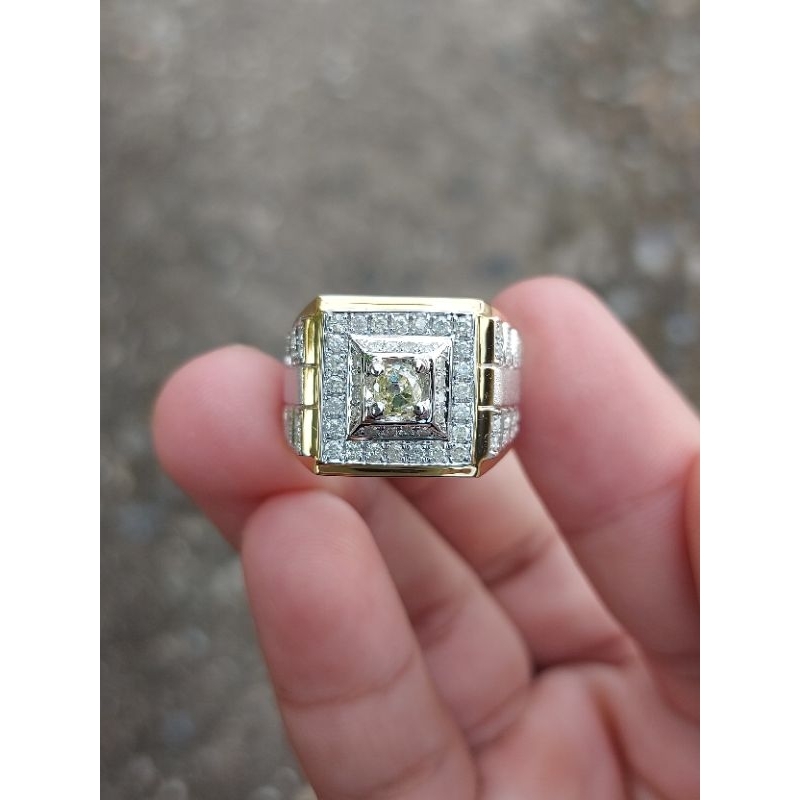 cincin pria ring perak berlian eropa asli