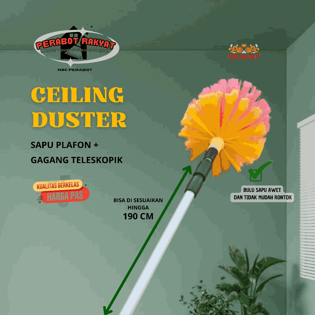 Sapu Plafon / Sapu Sawang Sarang Laba / Sapu Langit bulu Gagang