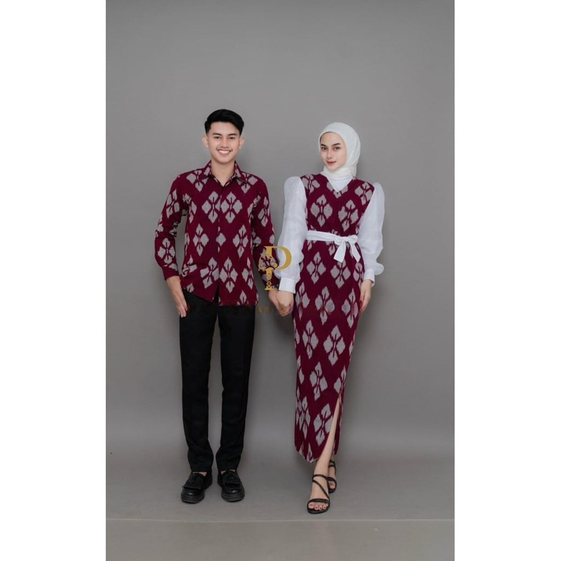 dress couple tenun padma maroon couple tenun pasangan