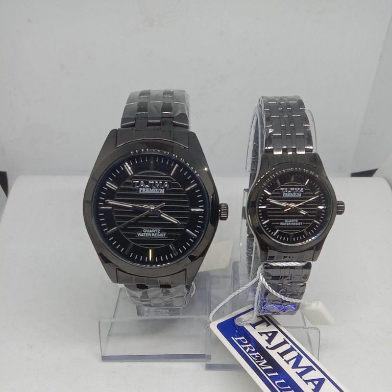 Jam Tangan Tajima Pasangan Tali rantai Hitam (Original)