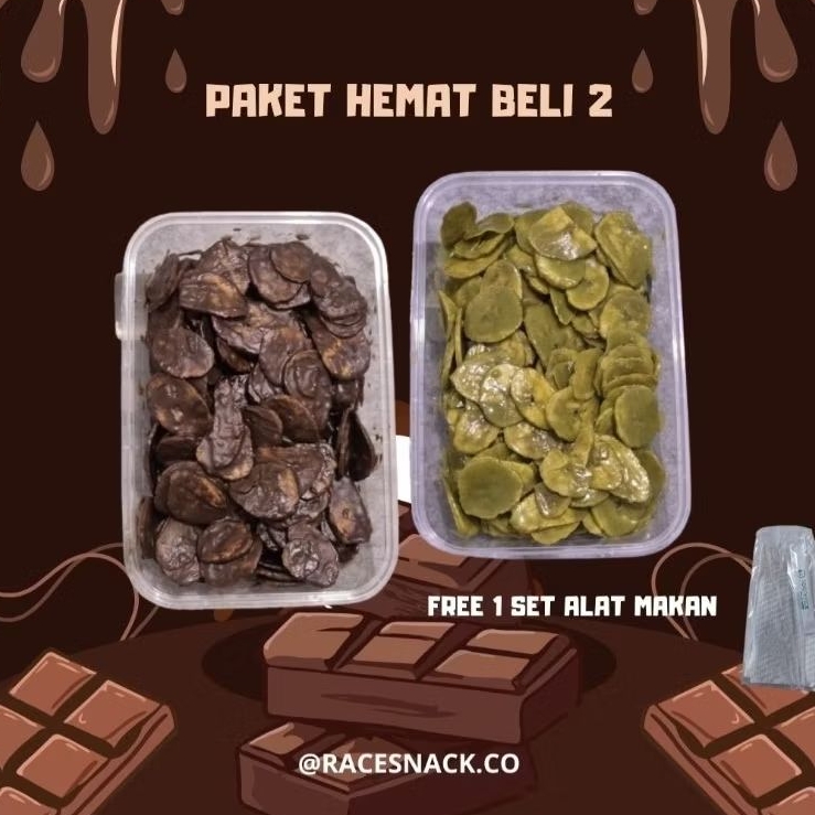 

PAKET HEMAT 2 BOX | Kripik Pisang Lumer Coklat By Racesnack Keripik Cemilan