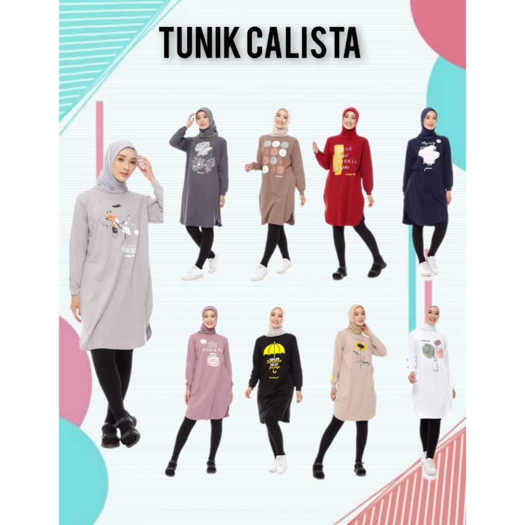Tunik CALISTA Mareema Atasan Kaos Blouse Kaos Tunik Kaos Panjang Wanita Muslim