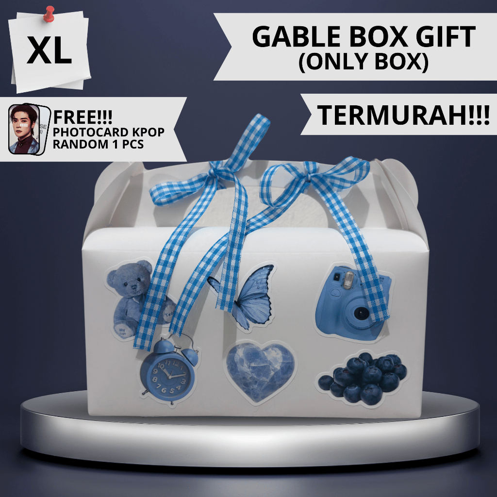 

GABLE BOX GIFT (ONLY BOX/TIDAK INCLUDE SNACK) BLUE BOX ULTAH-GRADUATION-LEBARAN-VALENTINE | HAMPERS