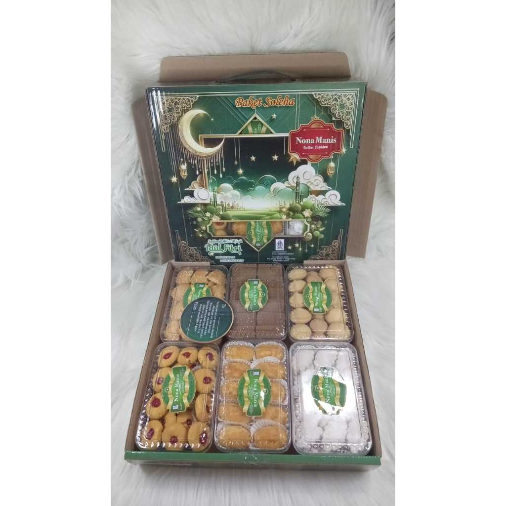 

Nona Manis Paket Soleha Kotak Isi 6 Toples Kue Sesuai Gambar Halal | Kue Kering Lebaran 2025 Murah
