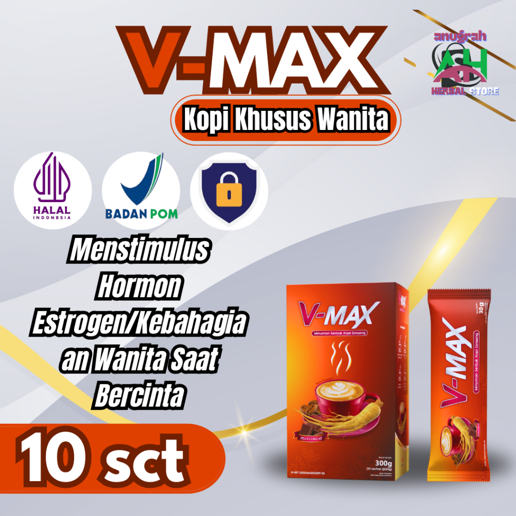 

Kopi V Max Original - Suplemen Stamina Wanita - Minuman Khusus Wanita - 1 Box Isi 10 Sachet