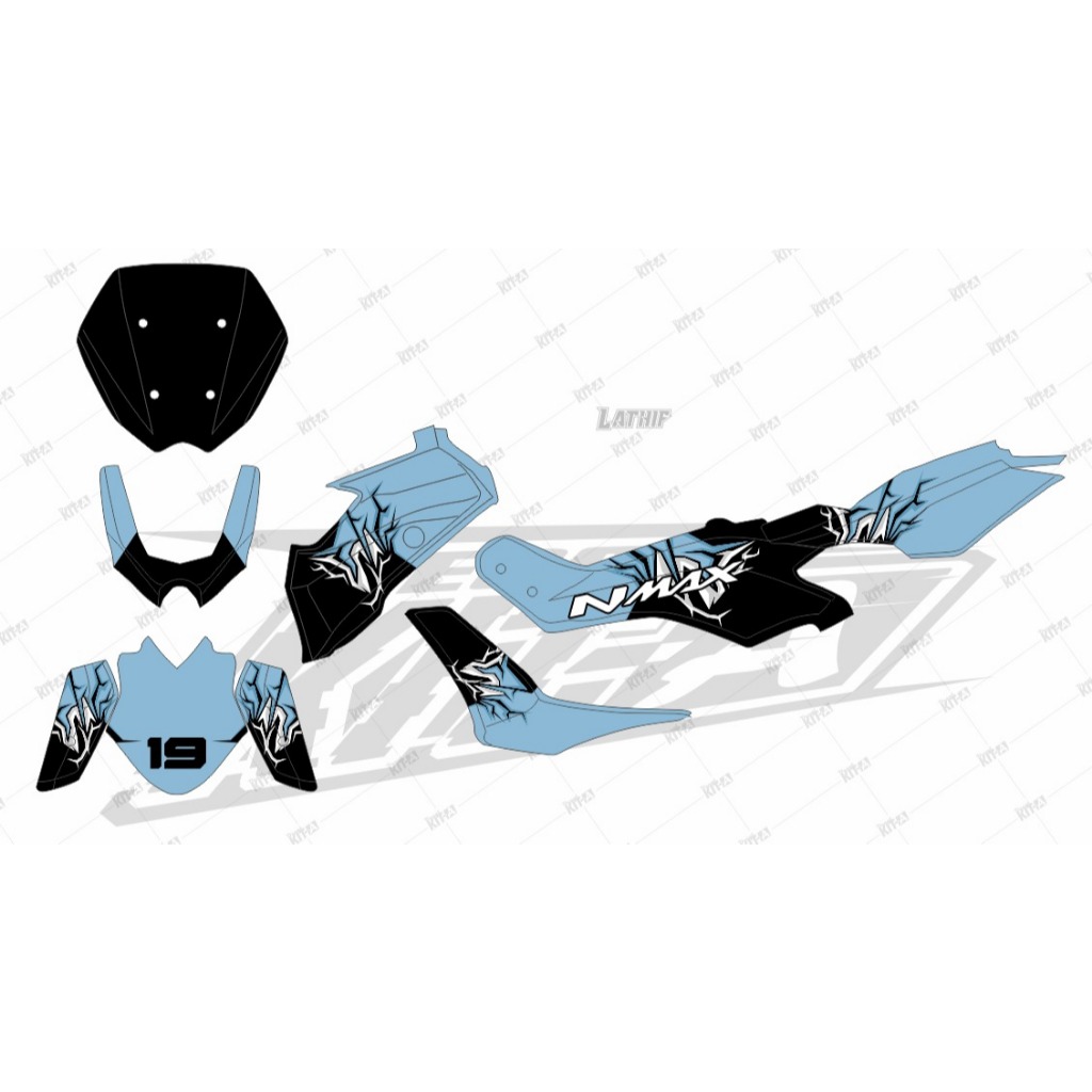DEKAL STIKER MOTOR YAMAHA NMAX Decal Nmax turbo Stiker Nmax neo warna biru hitam