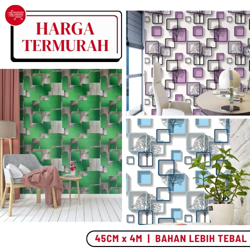 Wallpaper Dinding Kotak 3D Hijau Walpaper Ruang Tamu 3D Minimalis Terbaru Walpeper Dinding Kamar 3D