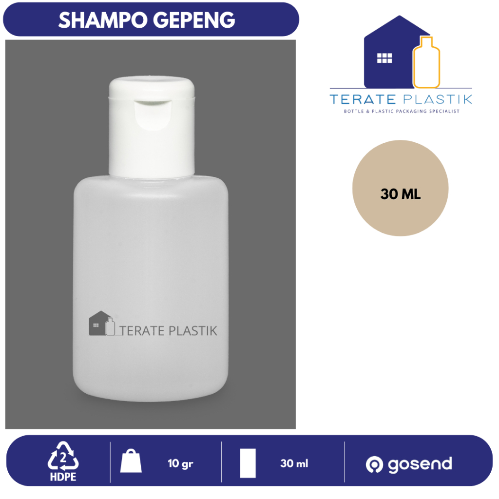 Botol Shampo Gepeng 30ml Natural | Terate Plastik Bandung