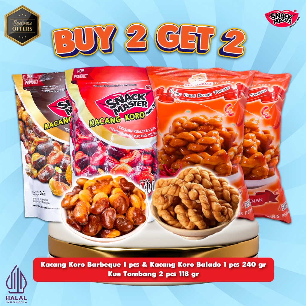 

Snack Master - HALAL Kacang Koro 240gr BUY 1 GET 1 / 240gr BUY 2 GET 2 Snack Kacang Jajanan Kacang Makanan Ringan Snack Master
