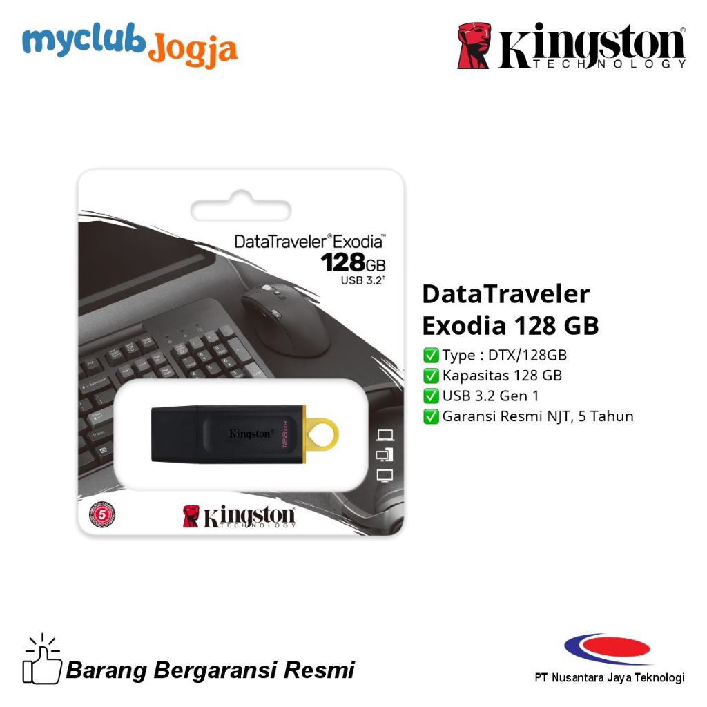 Kingston Flash Drive DataTraveler Exodia 128GB Flashdisk DTX/128G USB 3.2 Gen.1