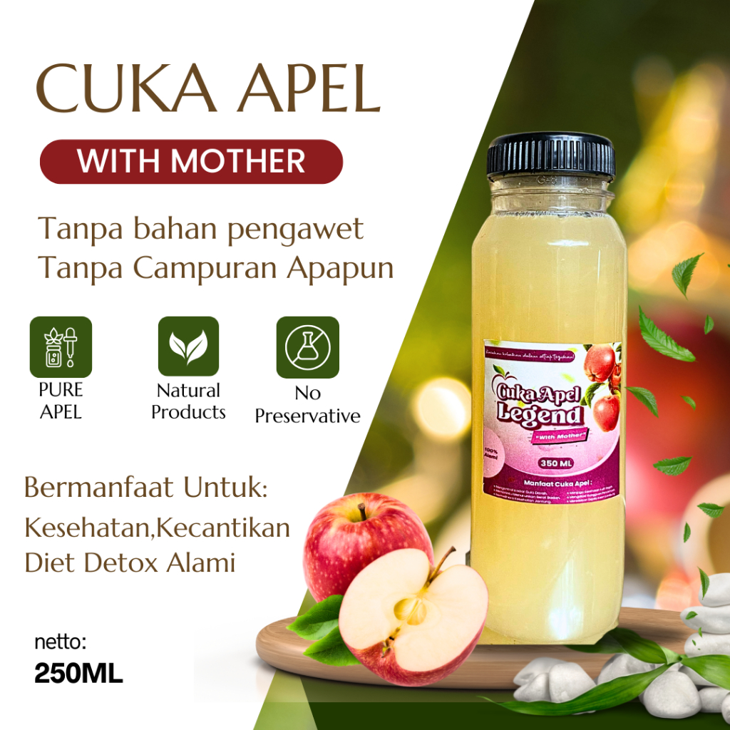 

Cuka Apel Organik Legend 250ML Cider Vinegar Original 100% Murni With Mother Detoks dan Kesehatan