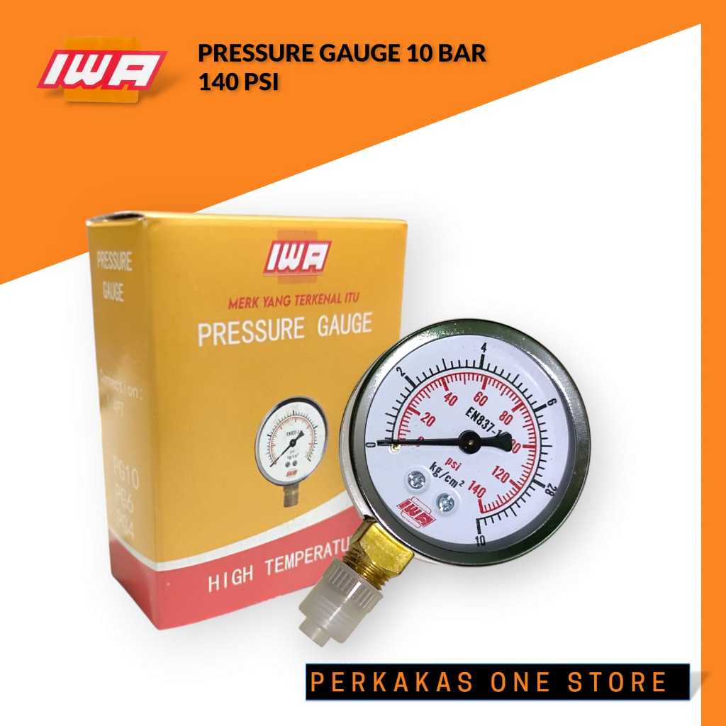 Grosir New Alat Ukur Tekanan Angin Kompressor 6 Bar 10 Bar Drat 1/4 - Pressure Gauge 6Bar 10Bar